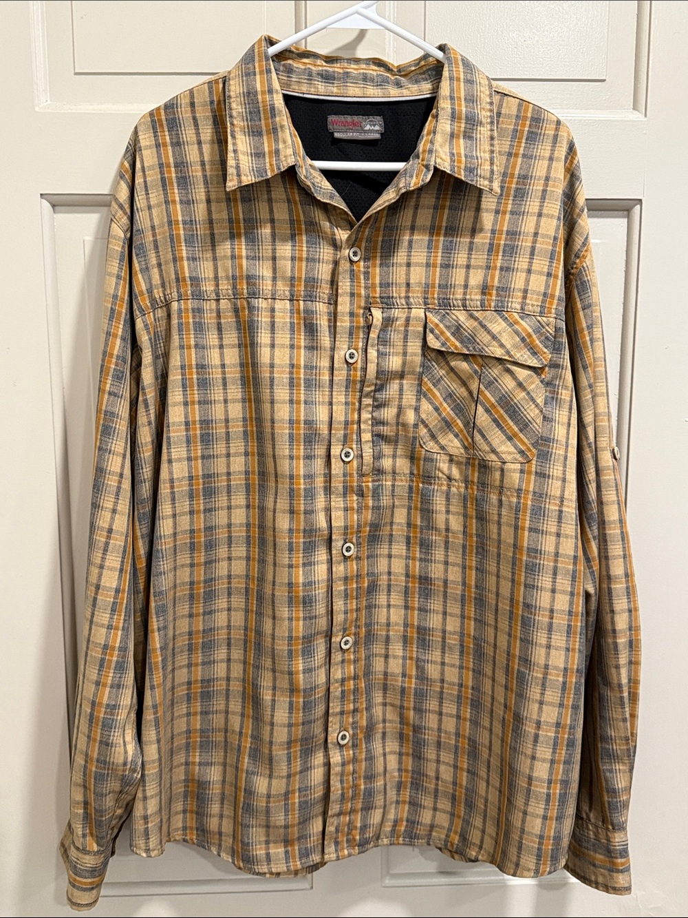 Wrangler Outdoor Series Performance Plaid Utility Shirt Regular Fit L/S Size XL